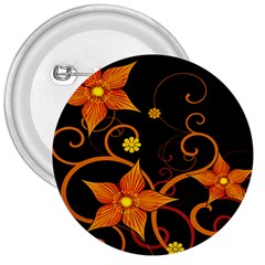 Star Leaf Orange Gold Red Black Flower Floral 3  Buttons