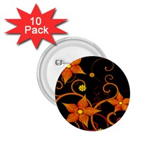 Star Leaf Orange Gold Red Black Flower Floral 1 75  Buttons (10 Pack) by Mariart