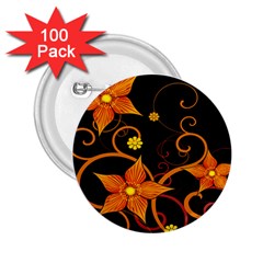 Star Leaf Orange Gold Red Black Flower Floral 2 25  Buttons (100 Pack)  by Mariart