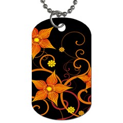 Star Leaf Orange Gold Red Black Flower Floral Dog Tag (one Side) by Mariart