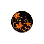 Star Leaf Orange Gold Red Black Flower Floral Golf Ball Marker (4 pack) Front