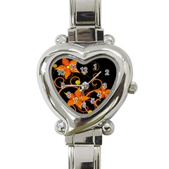 Star Leaf Orange Gold Red Black Flower Floral Heart Italian Charm Watch by Mariart