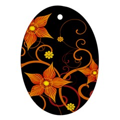 Star Leaf Orange Gold Red Black Flower Floral Oval Ornament (two Sides) by Mariart