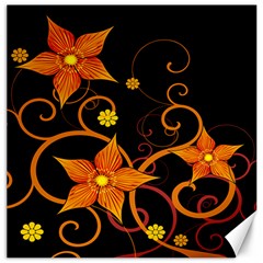 Star Leaf Orange Gold Red Black Flower Floral Canvas 16  X 16   by Mariart