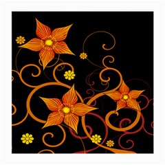 Star Leaf Orange Gold Red Black Flower Floral Medium Glasses Cloth by Mariart