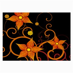 Star Leaf Orange Gold Red Black Flower Floral Large Glasses Cloth (2-side) by Mariart