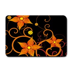 Star Leaf Orange Gold Red Black Flower Floral Small Doormat  by Mariart