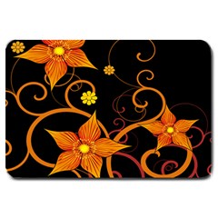 Star Leaf Orange Gold Red Black Flower Floral Large Doormat  by Mariart