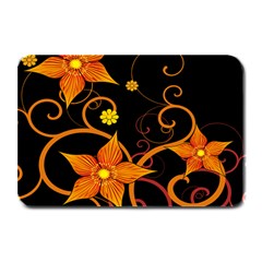 Star Leaf Orange Gold Red Black Flower Floral Plate Mats by Mariart