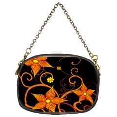 Star Leaf Orange Gold Red Black Flower Floral Chain Purses (two Sides)  by Mariart