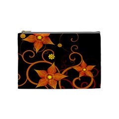 Star Leaf Orange Gold Red Black Flower Floral Cosmetic Bag (medium)  by Mariart