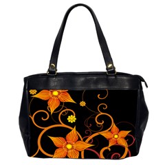 Star Leaf Orange Gold Red Black Flower Floral Office Handbags (2 Sides)  by Mariart