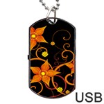 Star Leaf Orange Gold Red Black Flower Floral Dog Tag USB Flash (Two Sides) Front