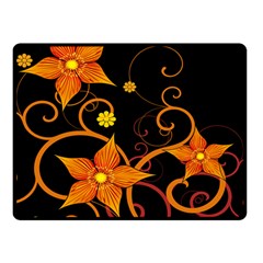 Star Leaf Orange Gold Red Black Flower Floral Double Sided Fleece Blanket (small)  by Mariart