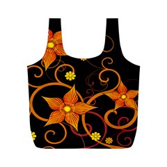 Star Leaf Orange Gold Red Black Flower Floral Full Print Recycle Bags (m)  by Mariart