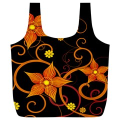 Star Leaf Orange Gold Red Black Flower Floral Full Print Recycle Bags (l)  by Mariart