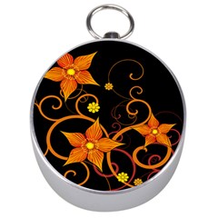 Star Leaf Orange Gold Red Black Flower Floral Silver Compasses by Mariart