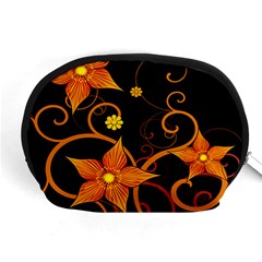 Star Leaf Orange Gold Red Black Flower Floral Accessory Pouches (medium)  by Mariart