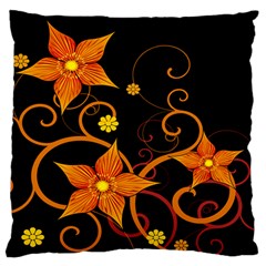 Star Leaf Orange Gold Red Black Flower Floral Standard Flano Cushion Case (one Side) by Mariart