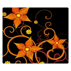 Star Leaf Orange Gold Red Black Flower Floral Double Sided Flano Blanket (small)  by Mariart