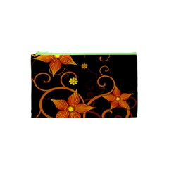 Star Leaf Orange Gold Red Black Flower Floral Cosmetic Bag (xs) by Mariart