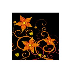 Star Leaf Orange Gold Red Black Flower Floral Satin Bandana Scarf by Mariart