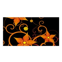 Star Leaf Orange Gold Red Black Flower Floral Satin Shawl by Mariart