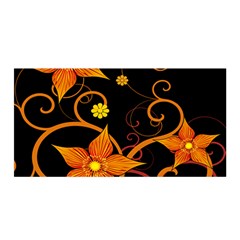 Star Leaf Orange Gold Red Black Flower Floral Satin Wrap by Mariart