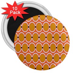 Orange Circle Polka 3  Magnets (10 Pack)  by Mariart