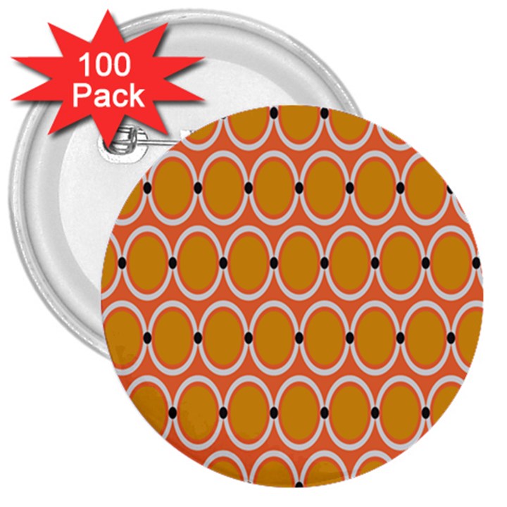 Orange Circle Polka 3  Buttons (100 pack) 