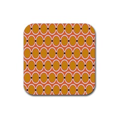 Orange Circle Polka Rubber Coaster (square)  by Mariart