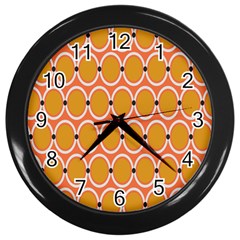 Orange Circle Polka Wall Clocks (Black)