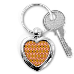 Orange Circle Polka Key Chains (Heart) 