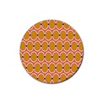 Orange Circle Polka Rubber Coaster (Round)  Front