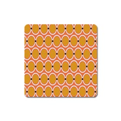 Orange Circle Polka Square Magnet