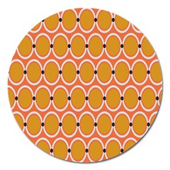 Orange Circle Polka Magnet 5  (Round)