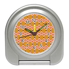 Orange Circle Polka Travel Alarm Clocks