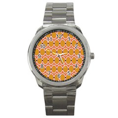 Orange Circle Polka Sport Metal Watch