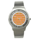 Orange Circle Polka Stainless Steel Watch Front