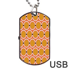 Orange Circle Polka Dog Tag USB Flash (One Side)