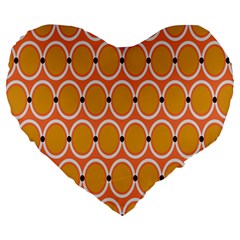 Orange Circle Polka Large 19  Premium Heart Shape Cushions