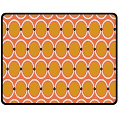 Orange Circle Polka Double Sided Fleece Blanket (medium)  by Mariart