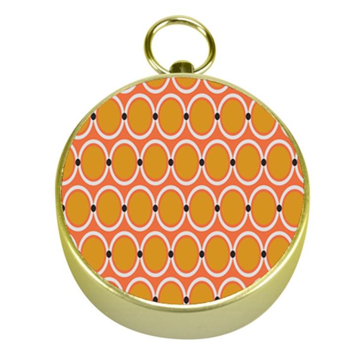 Orange Circle Polka Gold Compasses