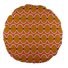 Orange Circle Polka Large 18  Premium Flano Round Cushions