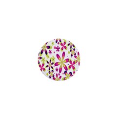 Star Flower Purple Pink 1  Mini Buttons by Mariart