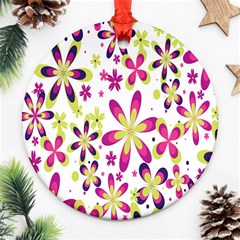 Star Flower Purple Pink Ornament (round) by Mariart