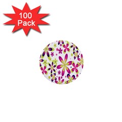 Star Flower Purple Pink 1  Mini Buttons (100 Pack) 