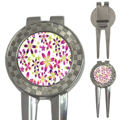 Star Flower Purple Pink 3-in-1 Golf Divots