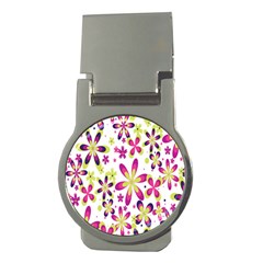 Star Flower Purple Pink Money Clips (round)  by Mariart