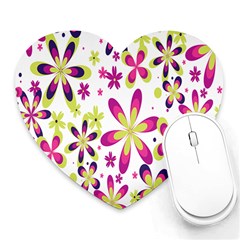 Star Flower Purple Pink Heart Mousepads by Mariart